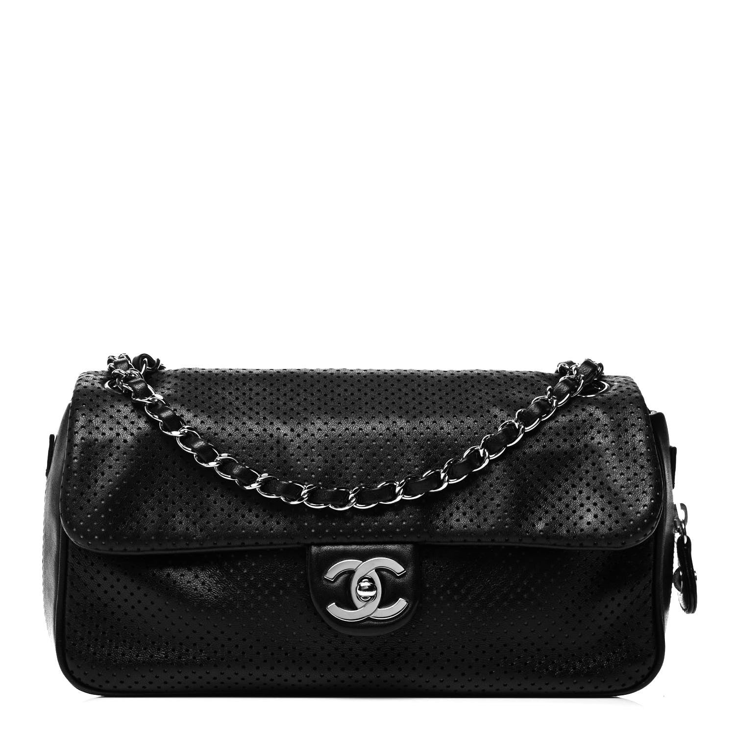 Chanel Lambskin Perforated Medium Baseball Spirit Flap Black 1 of 9