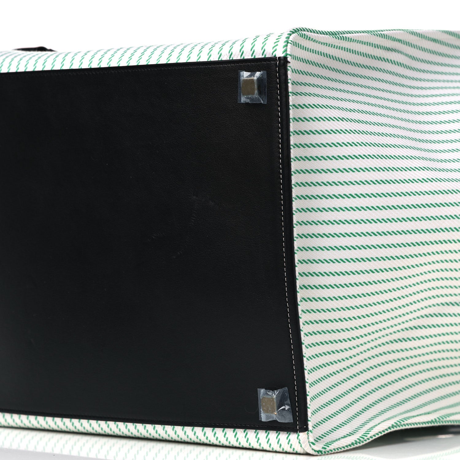 Celine Cotton Canvas Striped Medium Phantom Luggage White Green 9 of 9