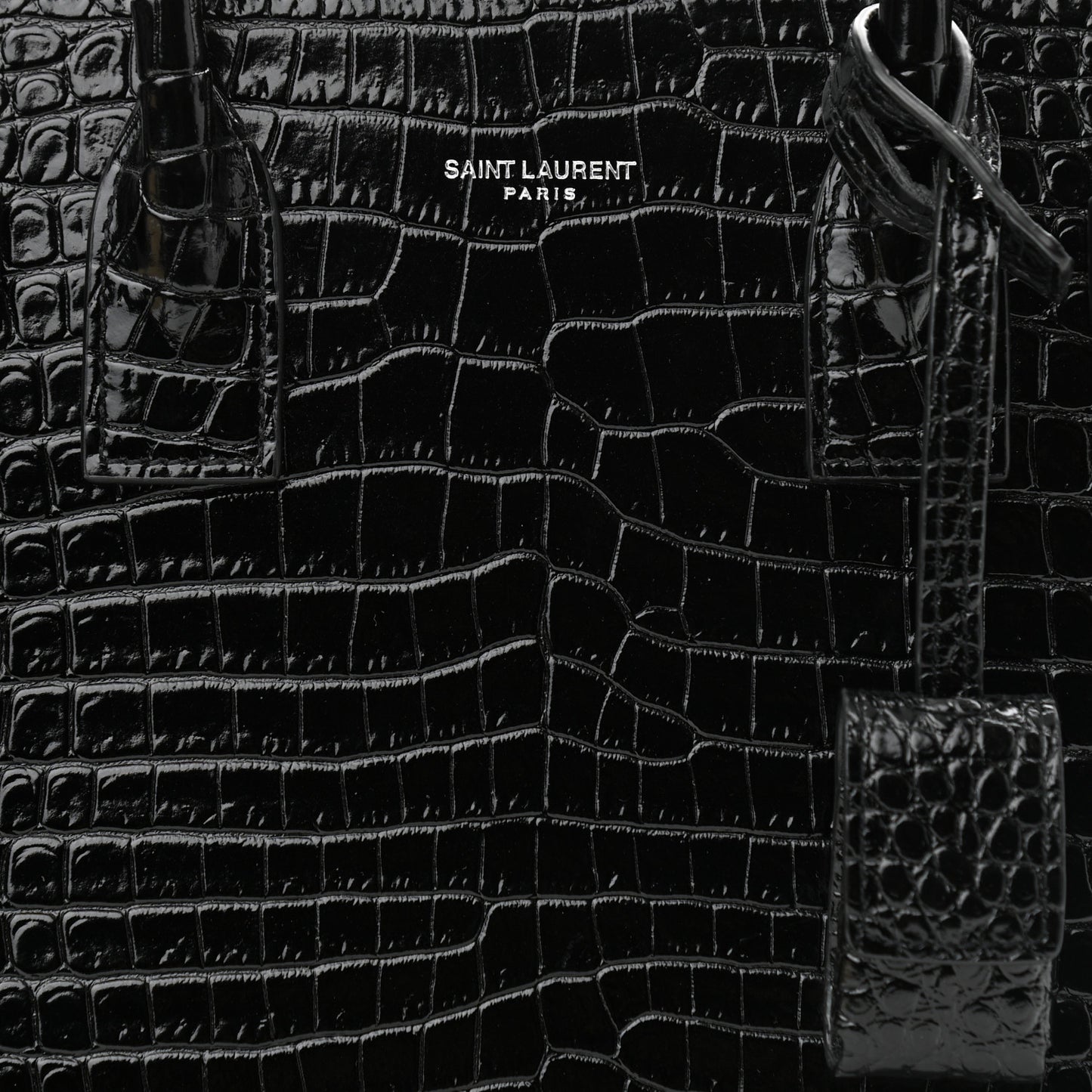 Calfskin Crocodile Embossed Baby Sac De Jour Black