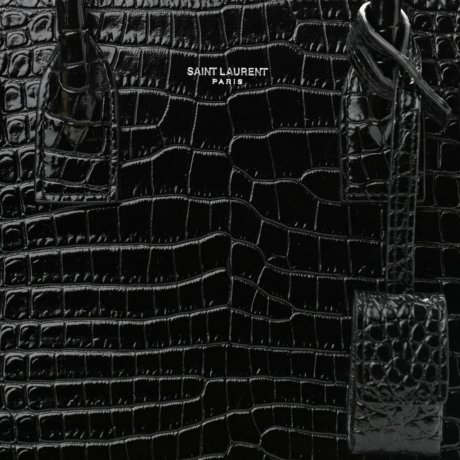Saint Laurent Calfskin Crocodile Embossed Baby Sac De Jour Black 8 of 10
