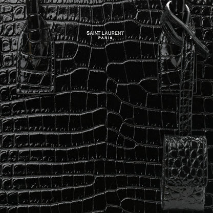Saint Laurent Calfskin Crocodile Embossed Baby Sac De Jour Black 8 of 10