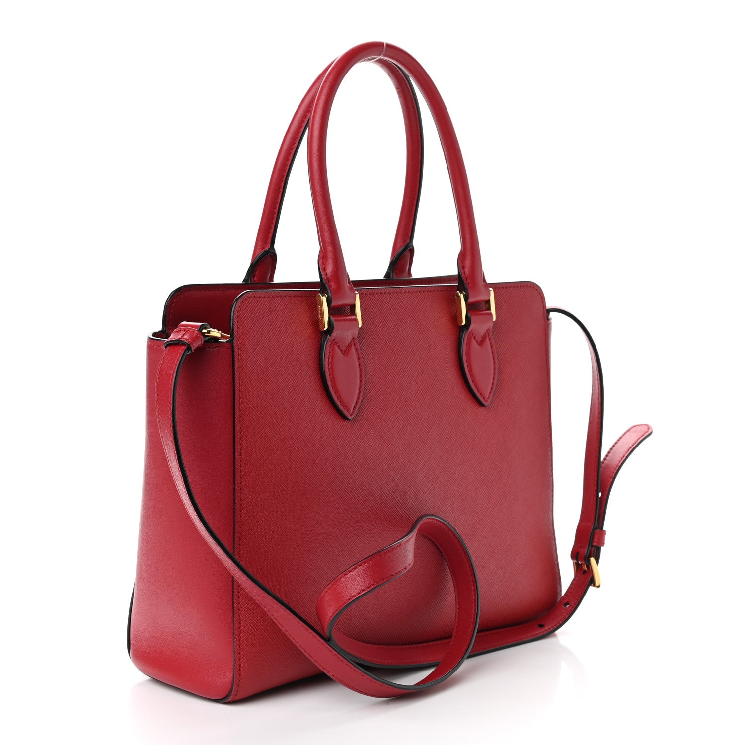 Prada Saffiano Soft Calfskin Small Zippered Tote Fuoco 3 of 8