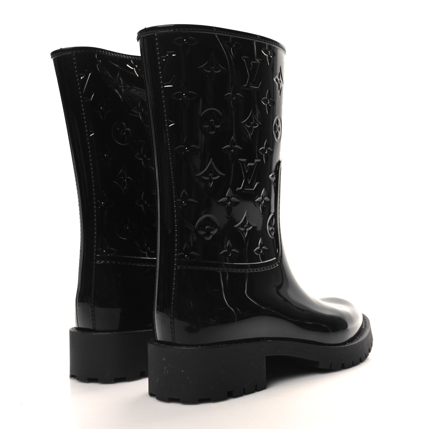 Louis Vuitton Rubber Embossed Monogram Splash Rain Short Boots 38 Black 4 of 7