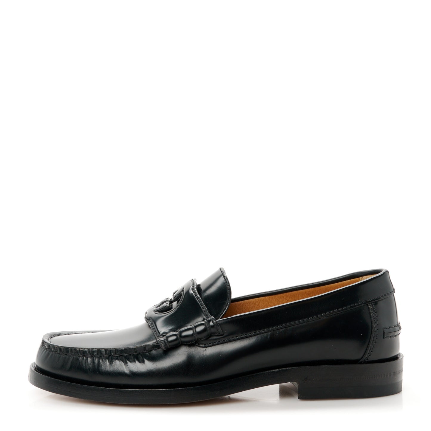 Millennial Ribot Cut Out Interlocking G Loafers 36 Black