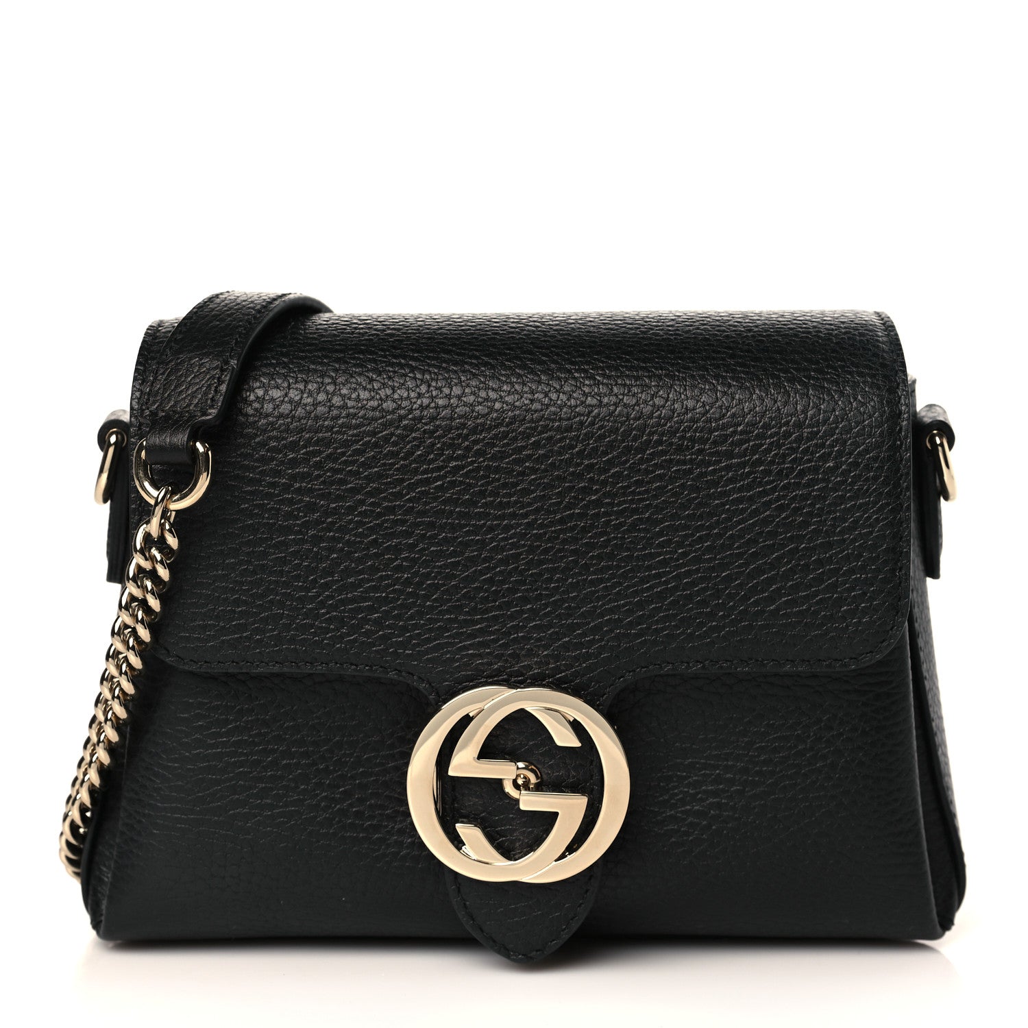 Gucci Dollar Calfskin Interlocking G Crossbody Bag Black 1 of 9