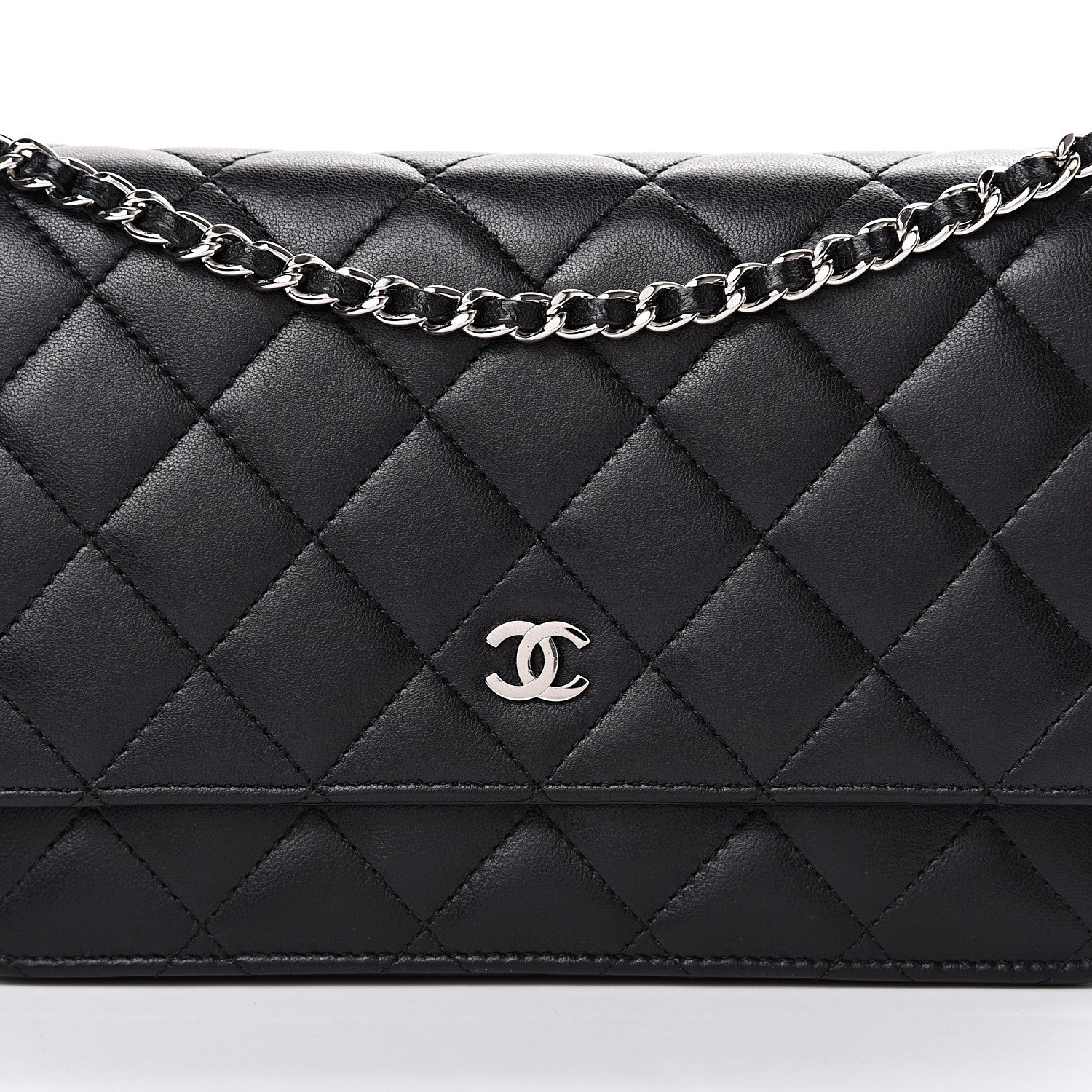 Chanel Lambskin Quilted Wallet On Chain WOC Black 8 of 12