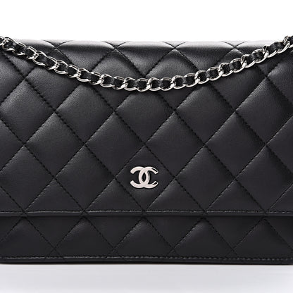 Chanel Lambskin Quilted Wallet On Chain WOC Black 8 of 12