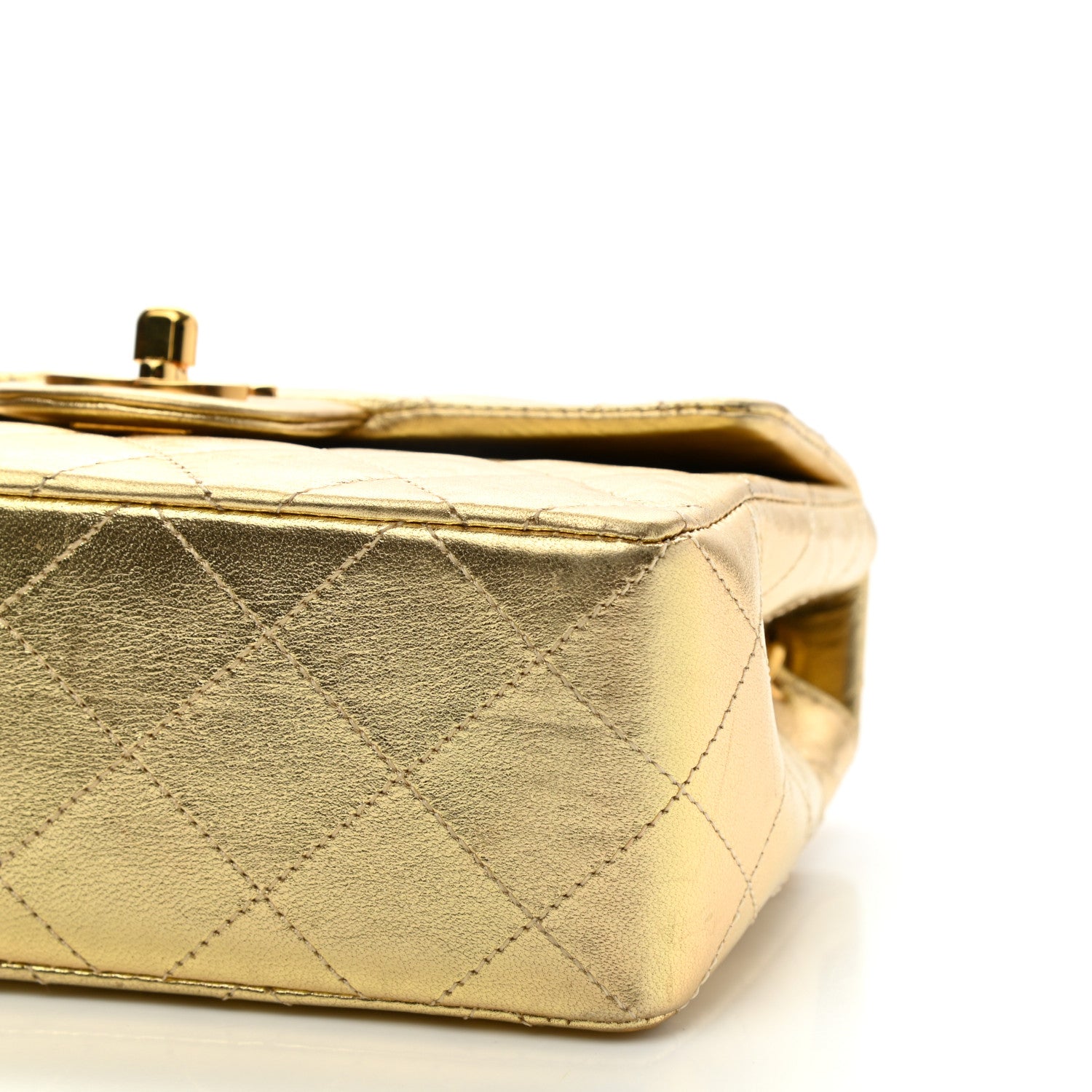 Chanel Metallic Lambskin Quilted Mini Square Flap Gold 9 of 12