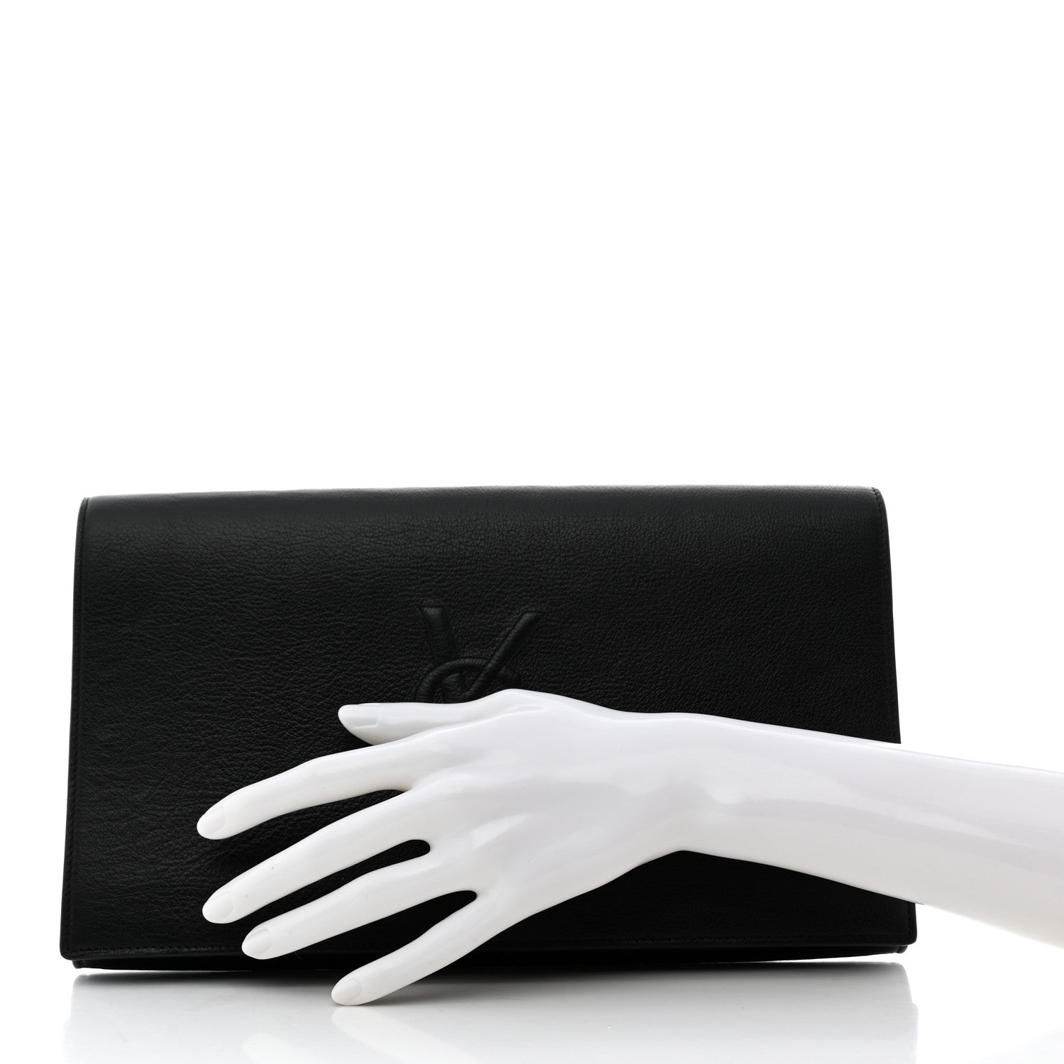 Saint Laurent Calfskin Monogram Large Belle De Jour Clutch Black 2 of 7