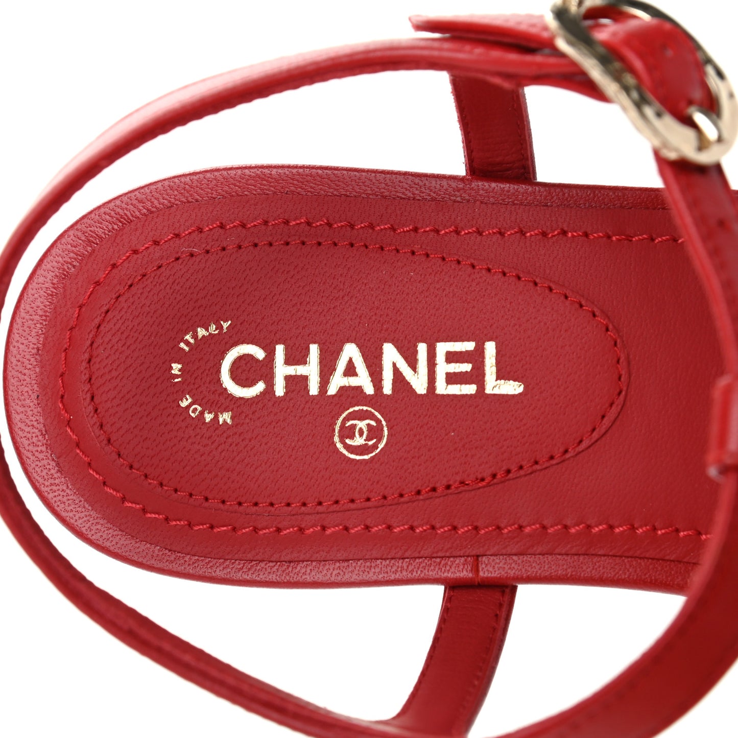 Lambskin Charm Thong Sandals 36 Red