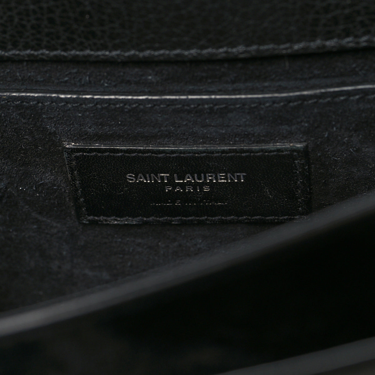 Grained Calfskin Medium Monogram Sunset Satchel Black