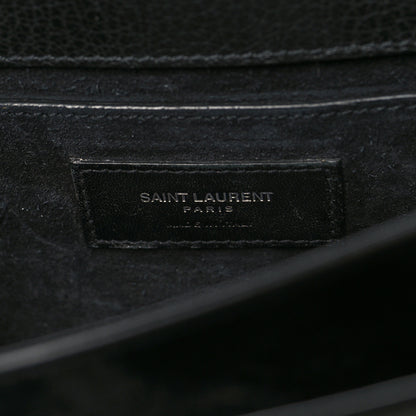 Saint Laurent Grained Calfskin Medium Monogram Sunset Satchel Black 6 of 9