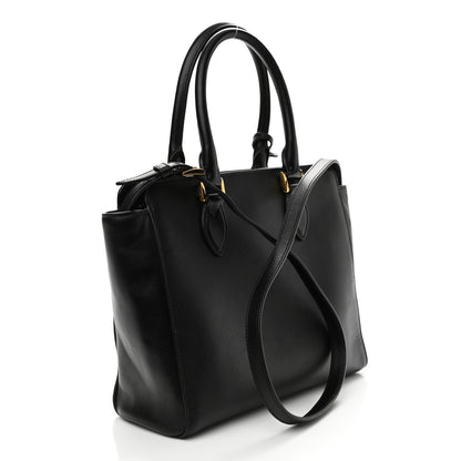 Prada Saffiano Soft Calfskin Small Zippered Tote Black 2 of 8