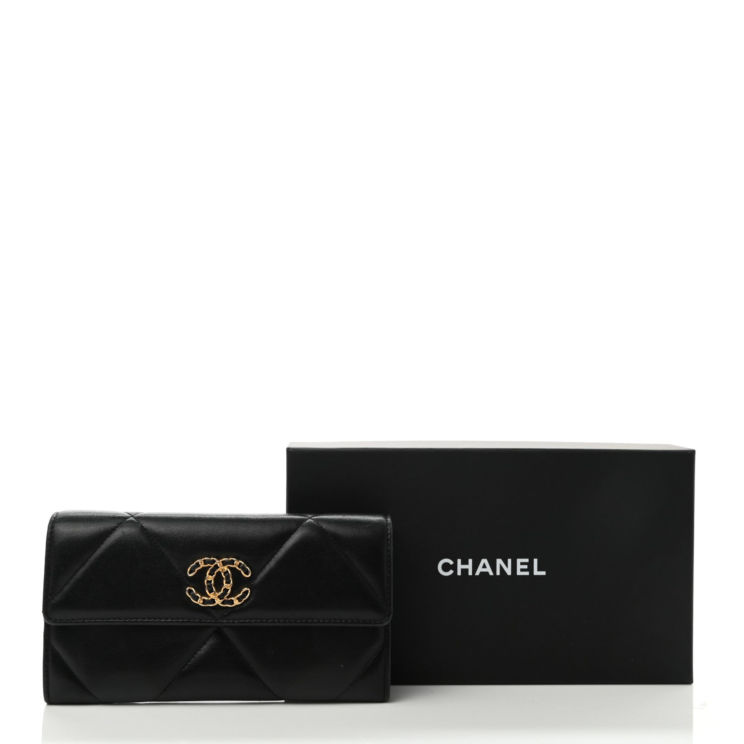Chanel Lambskin Quilted Chanel 19 Flap Wallet Black 9 of 9