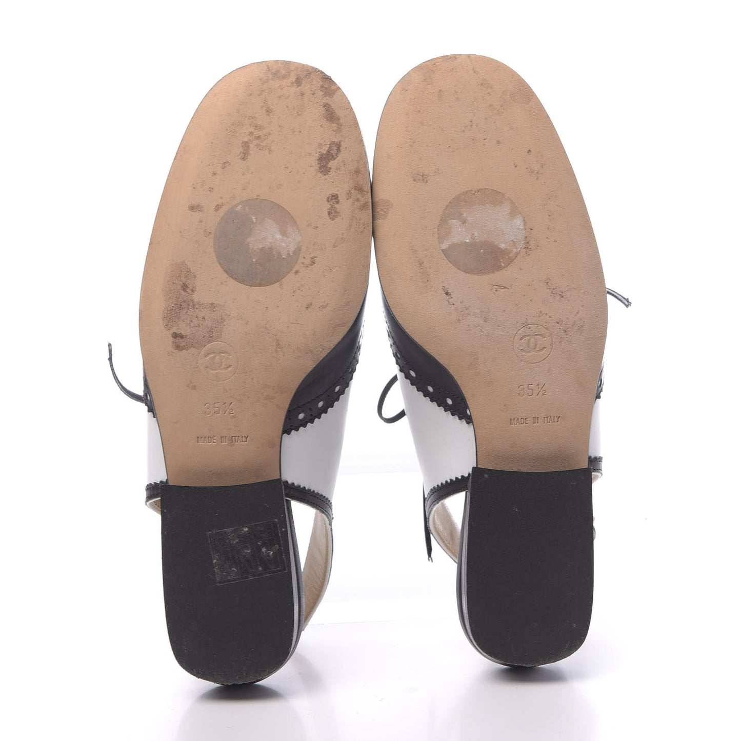 Calfskin Lace Up Ankle Strap Oxfords 35.5 Black White