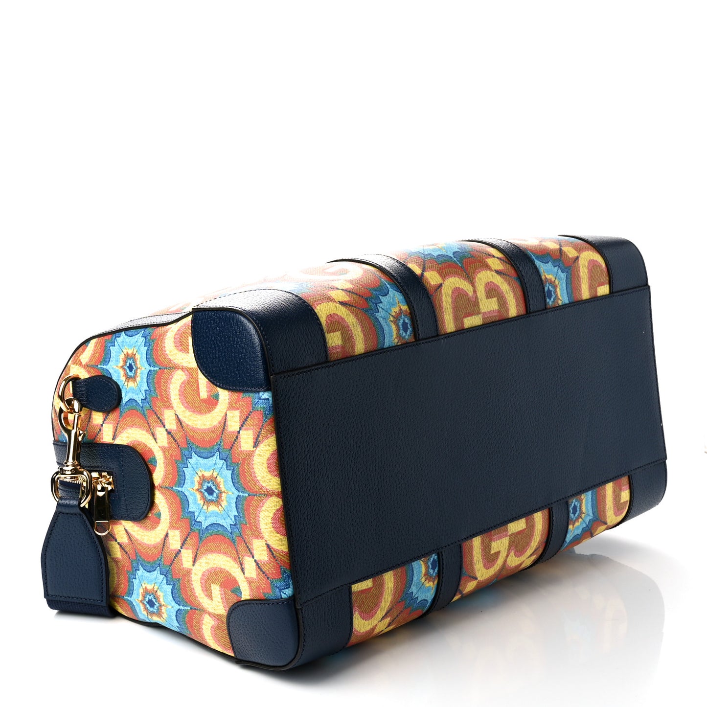 GG Supreme Kaleidoscope Calfskin Script Logo Gucci 100 Carry-On Duffle Bag Blue Orange Multicolor Blue Agata
