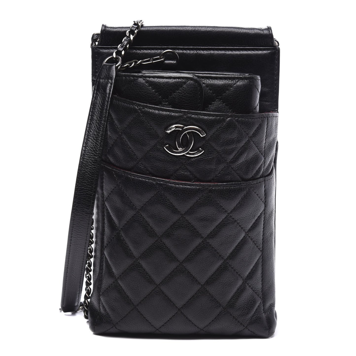 Calfskin Quilted CC Waiter Clutch Clutch With Chain Black