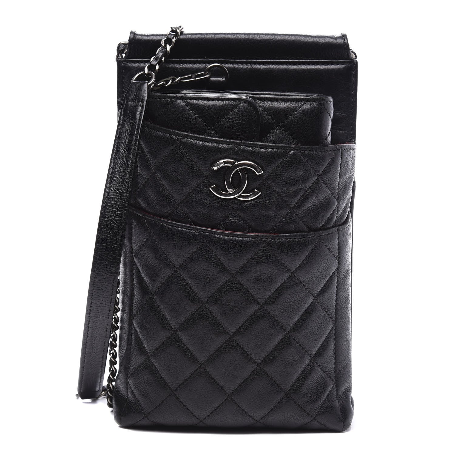 Chanel Calfskin Quilted CC Waiter Clutch Clutch With Chain Black 1 of 16