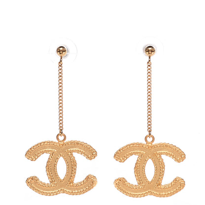 Chanel CC Drop Earrings Matte Gold 1 of 5