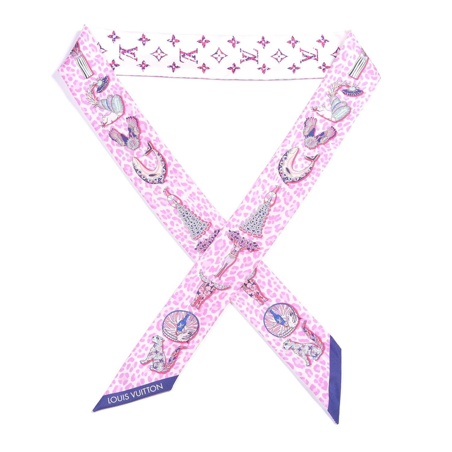 Louis Vuitton Silk Monogram Bestiary BB Bandeau Rose 1 of 3