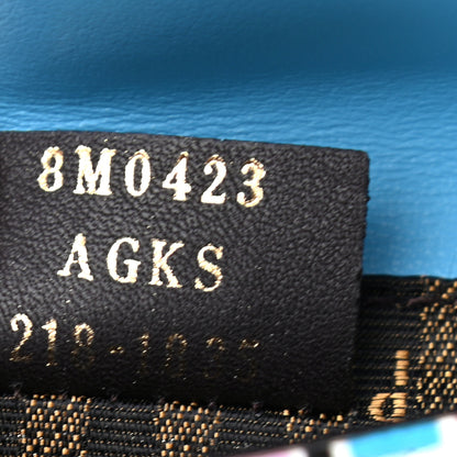 Fendi X SARAH COLEMAN Vitello Liberty Ceylon Micro FF Fish Eye Embossed Fold Over Card Holder Wallet Multicolor Cyber Blue 8 of 8