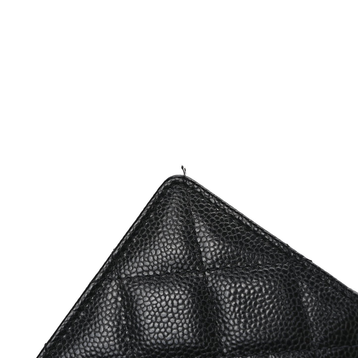 Caviar Quilted Flap Card Holder On Chain Black