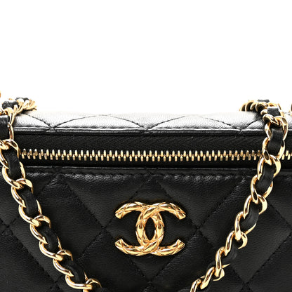 Chanel Lambskin Quilted Resin Vanity Case With Chain Black 8 of 10
