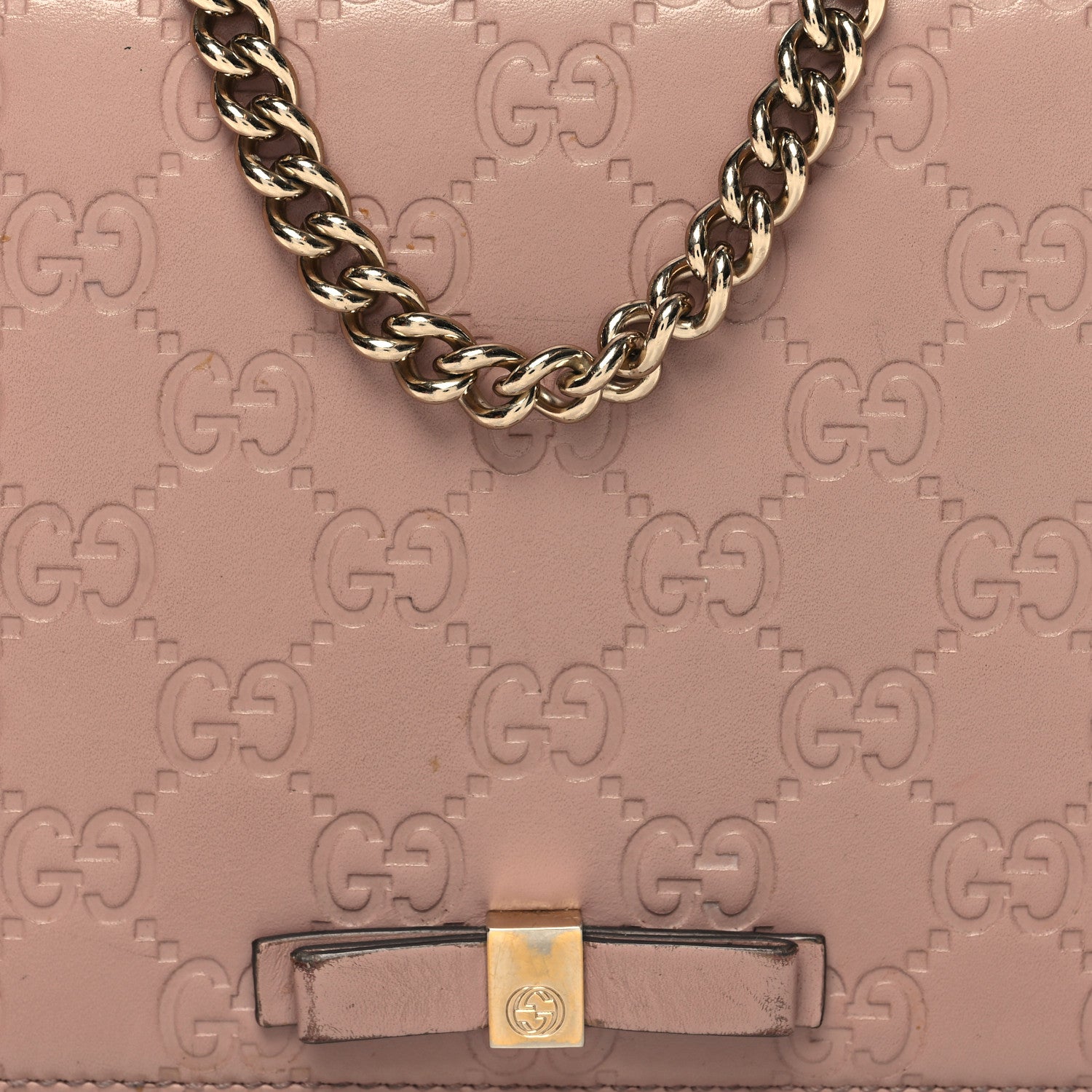 Gucci Guccissima Signature Bowy Chain Wallet Dark Cipria 7 of 12