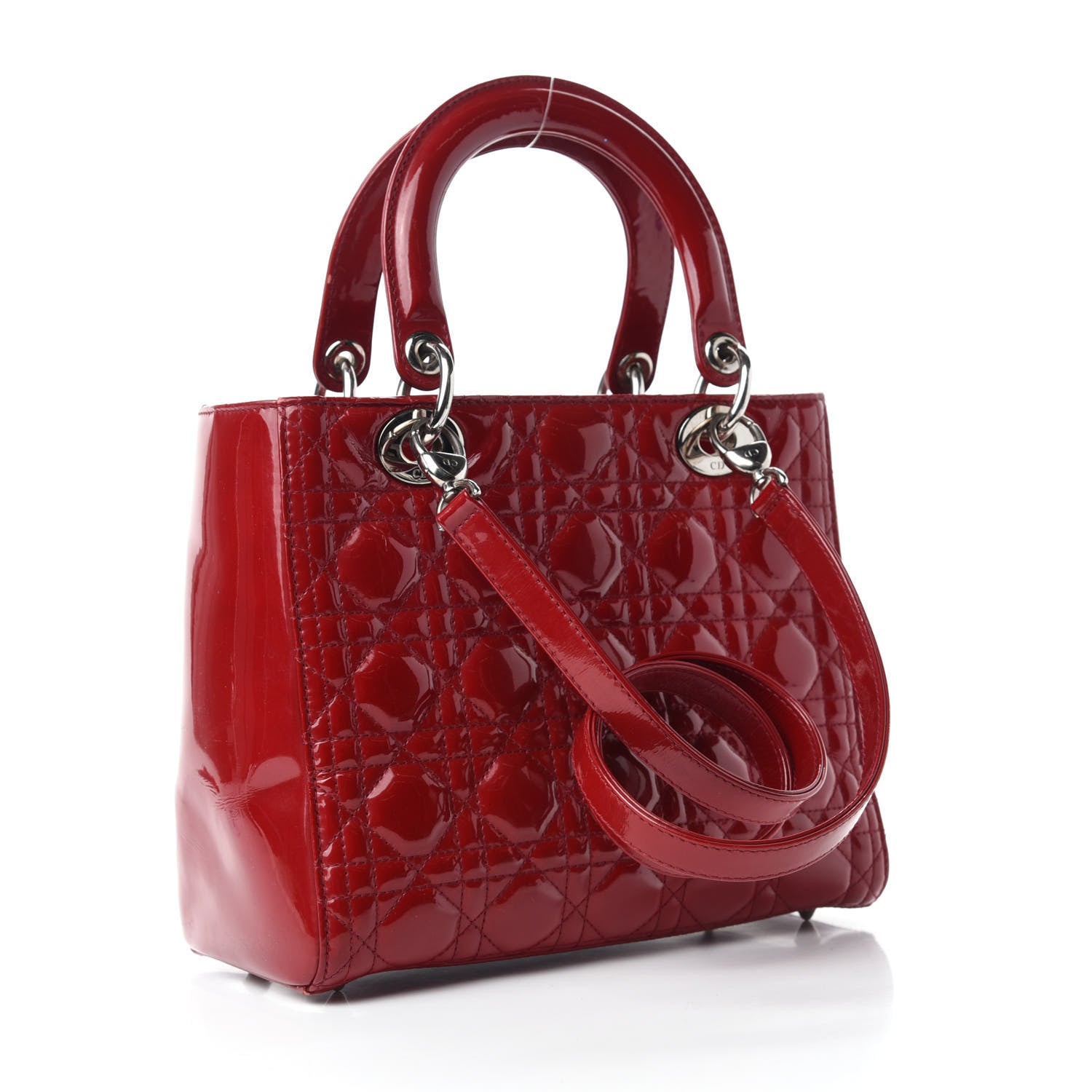 Christian Dior Patent Cannage Medium Lady Dior Red 4 of 11