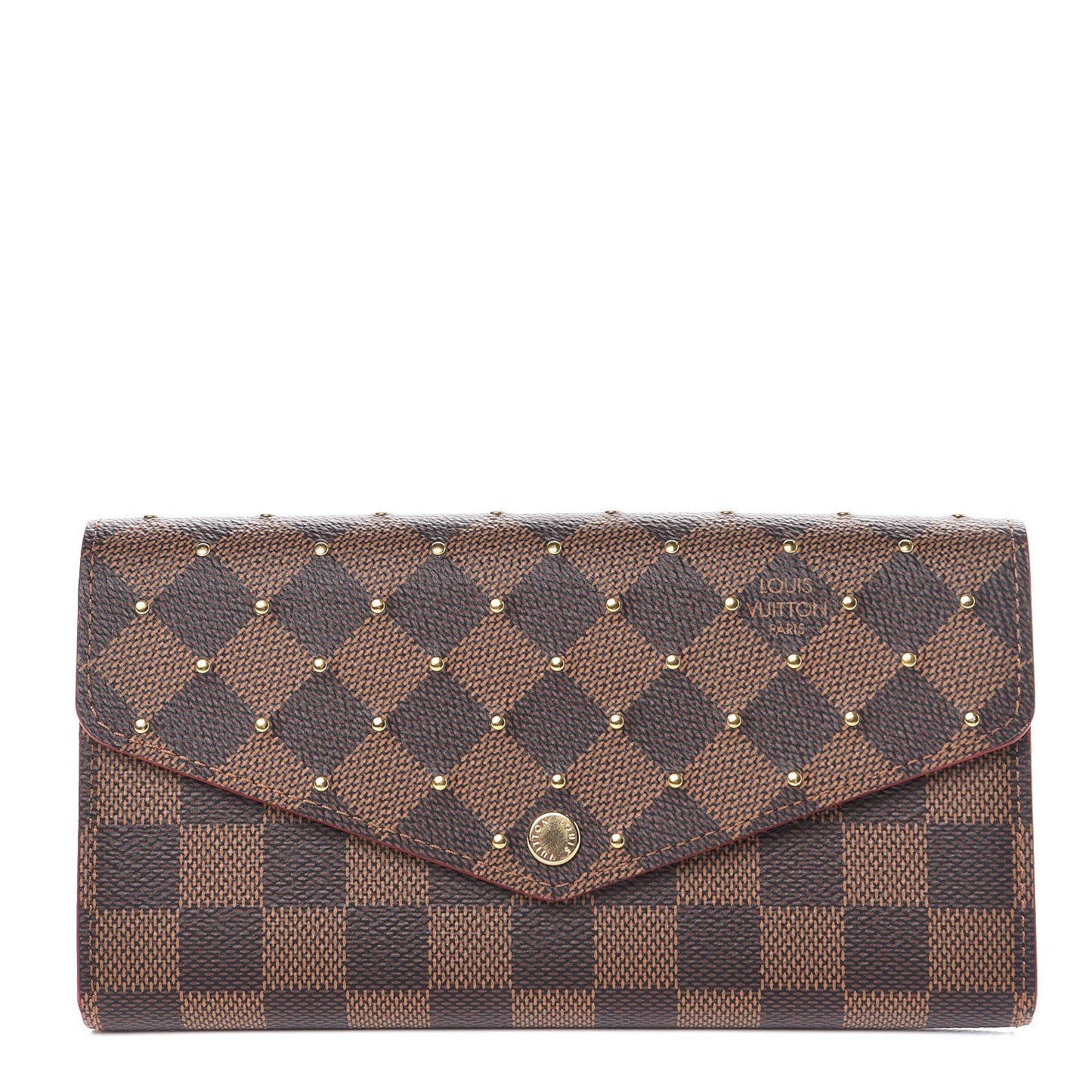 Damier Ebene Studded Sarah Wallet NM Cherry