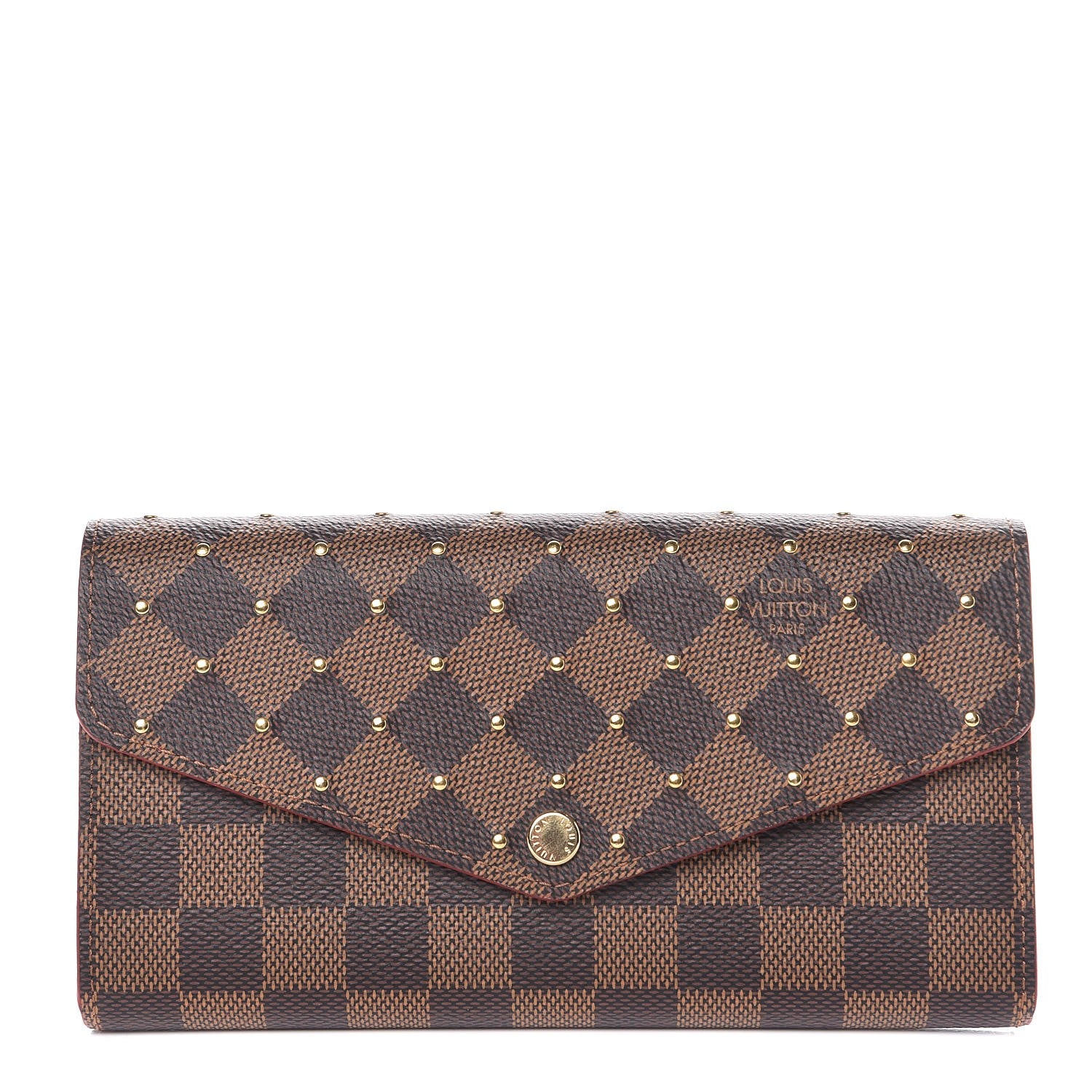 Louis Vuitton Damier Ebene Studded Sarah Wallet NM Cherry 1 of 8
