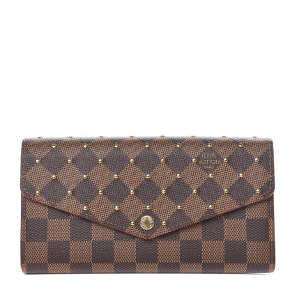 Louis Vuitton Damier Ebene Studded Sarah Wallet NM Cherry 1 of 8