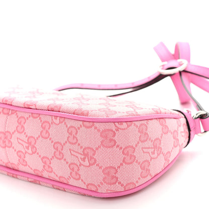 Gucci X PALACE GG Supreme Monogram Palace Textured Dollar Calfskin Shoulder Bag Pink Pale Rose Palace 9 of 9