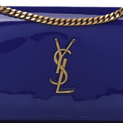 Saint Laurent Patent Calfskin Monogram Kate Wallet On Chain Royal Blue 10 of 11