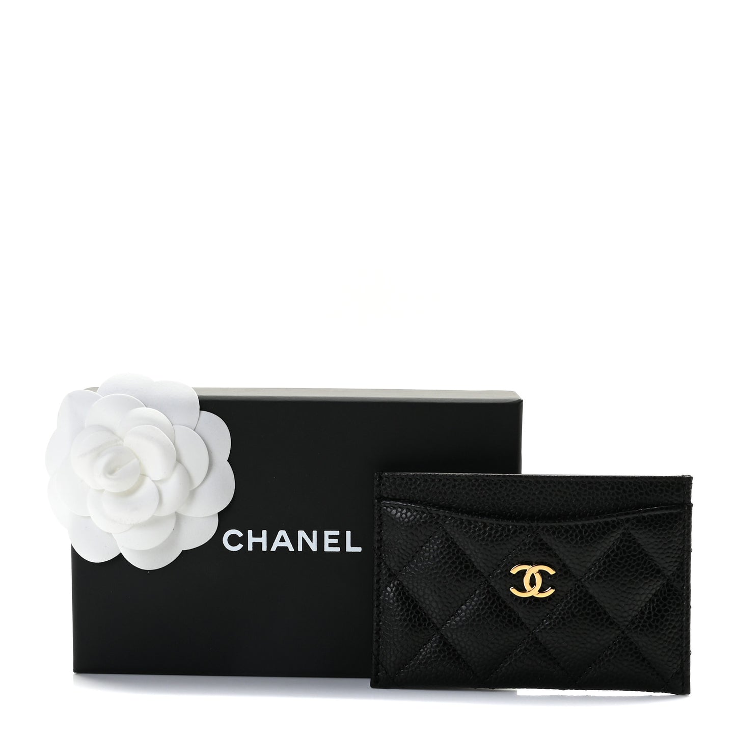 Caviar Quilted Card Holder Black