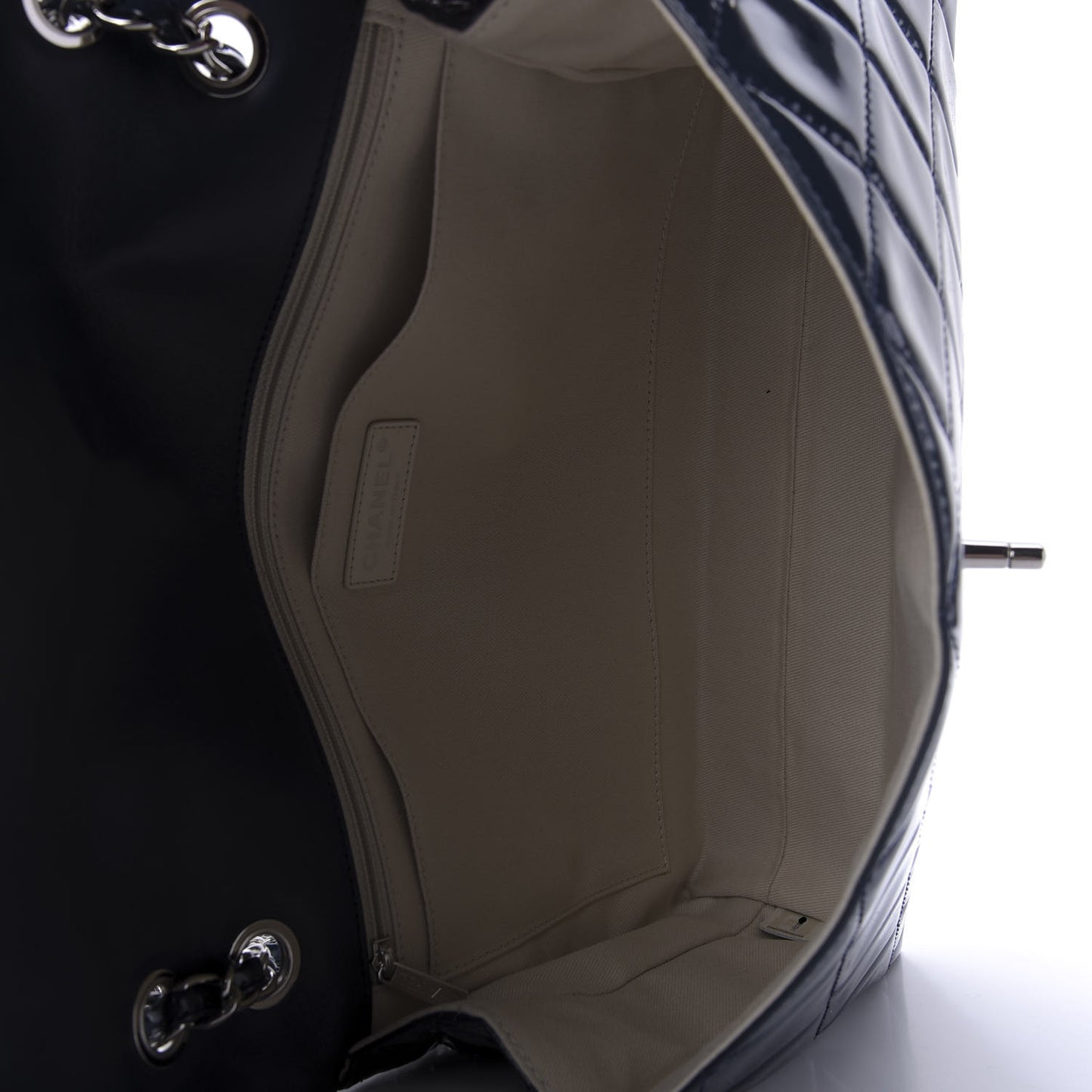 Vinyl Quilted In the Business Flap Bag Navy Blue
