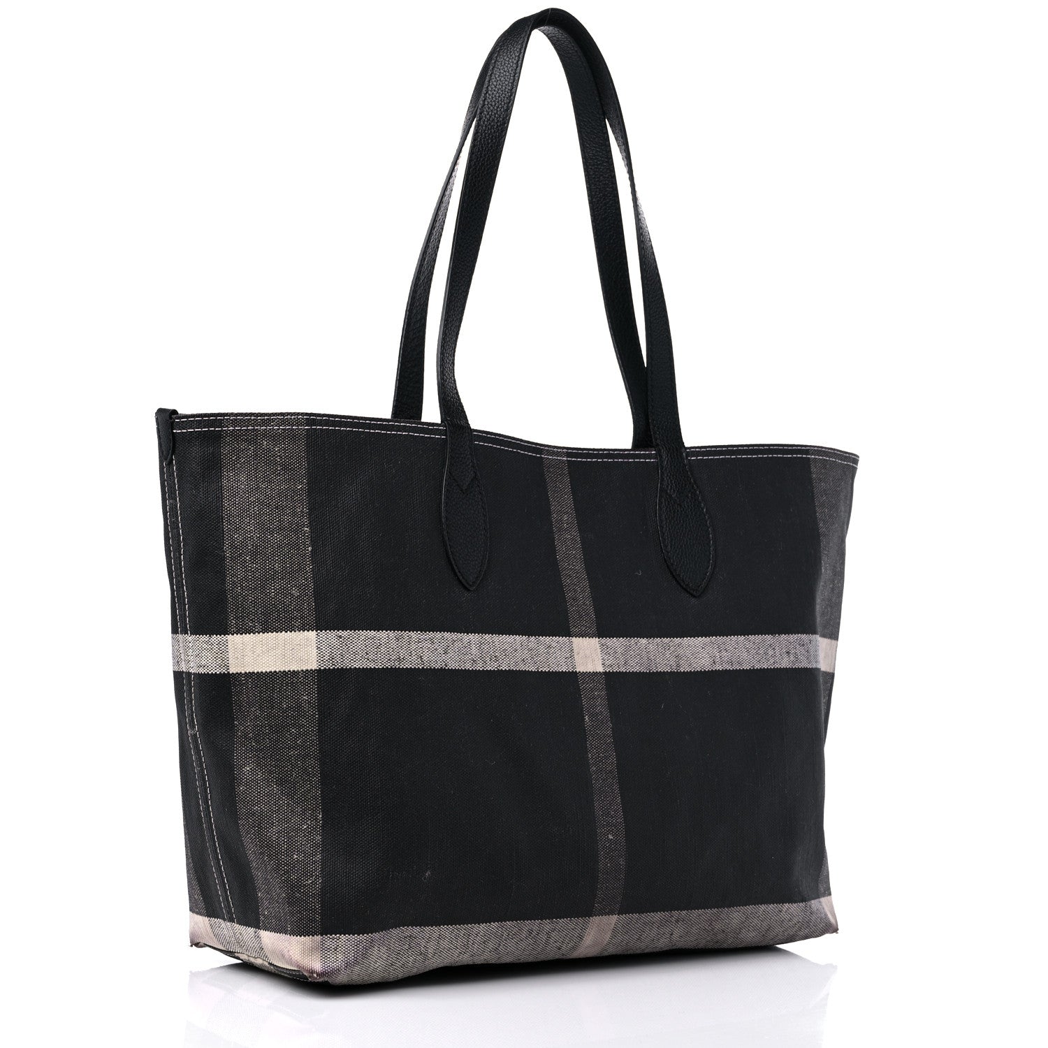 Burberry Coated Canvas Mega Check Medium Doodle Tote Black White 3 of 22