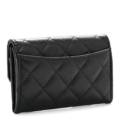 Chanel Caviar Quilted Flap Card Holder Wallet Black 3 of 9