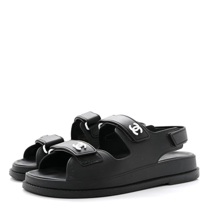 Chanel Rubber CC Dad Sandals 37 Black 3 of 8