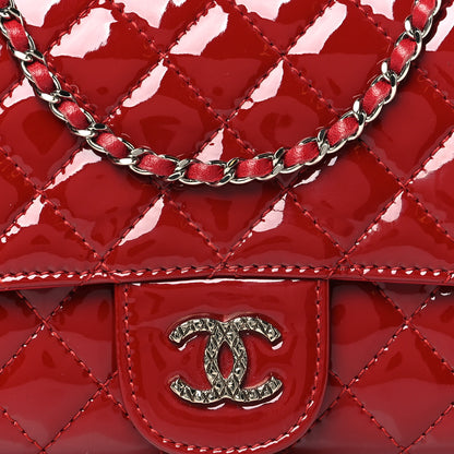Chanel Patent Calfskin Quilted Brilliant East West Flap Clutch Red 8 of 11