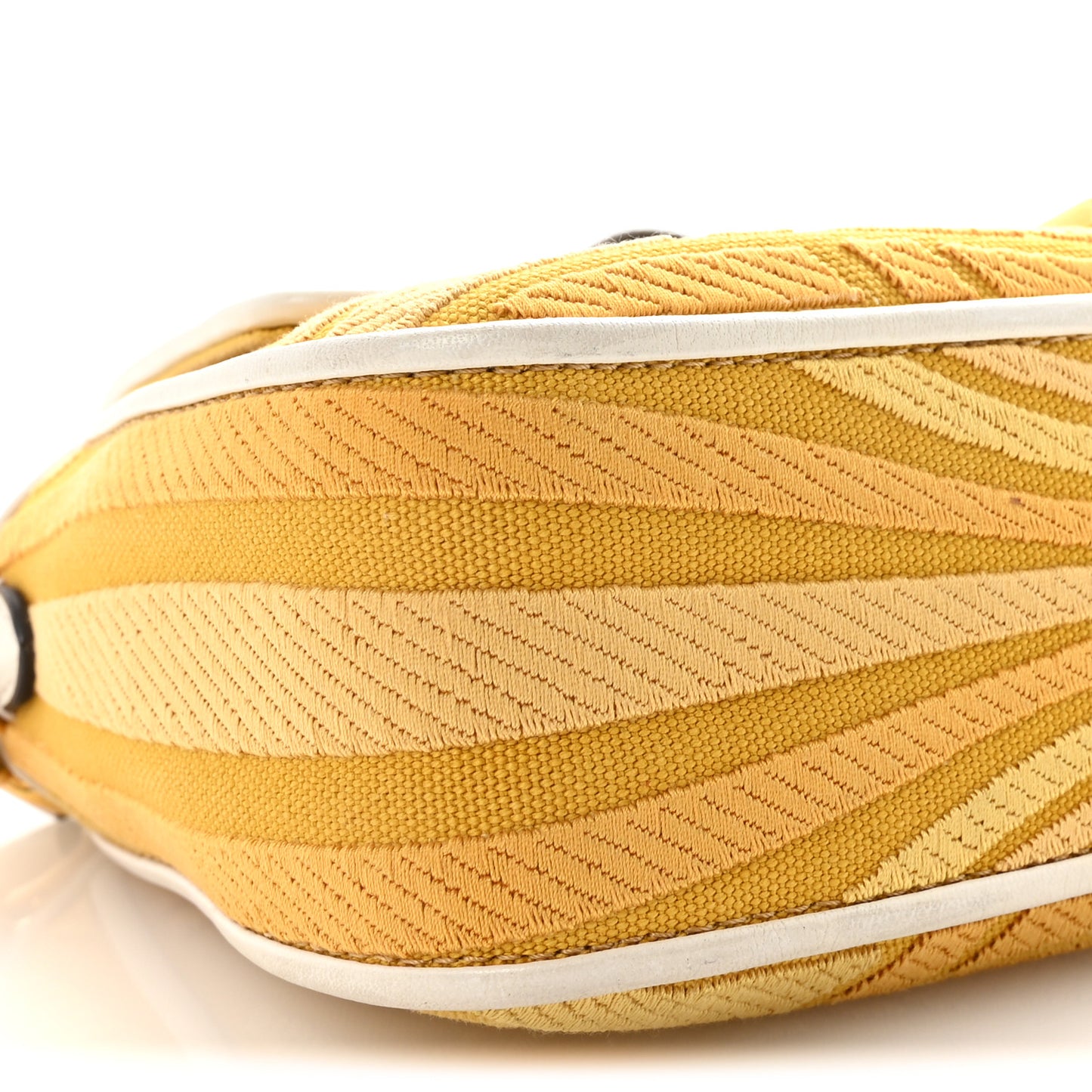 X SARA COLEMAN Canvas Vitello King Seta FF Fish Eye Embroidered Baguette Mostarda White Ice