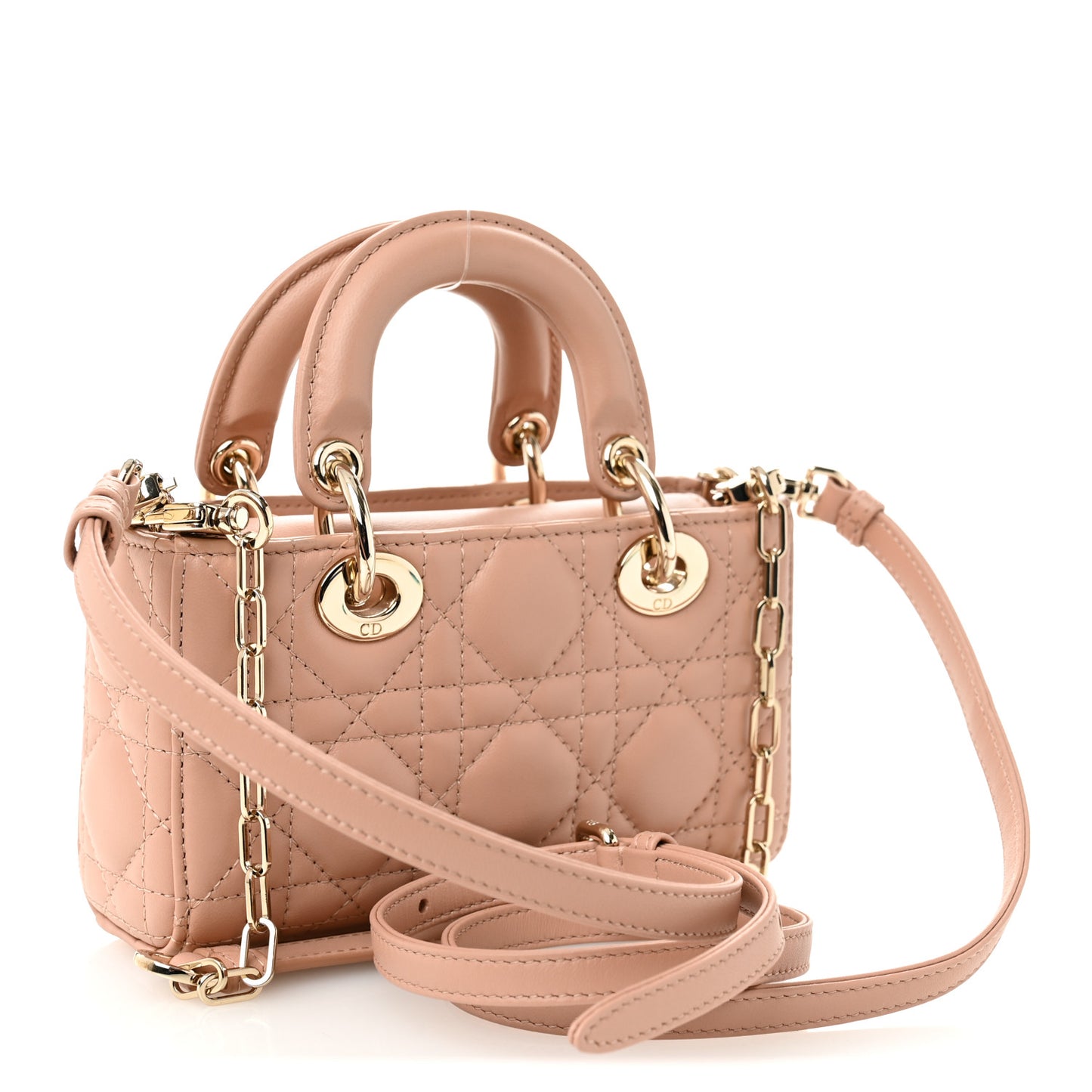 Lambskin Cannage Micro Lady D-Joy Rose Des Vents