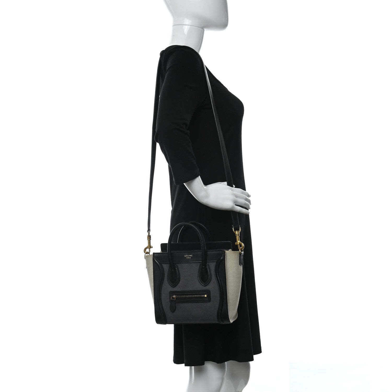 Celine Canvas Smooth Calfskin Nano Tri-Color Luggage Navy Blue 2 of 11