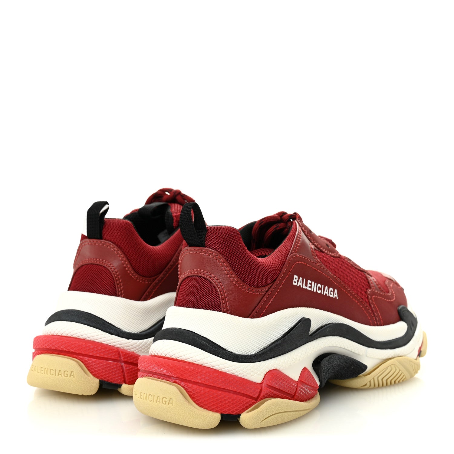 Balenciaga Fabric Mesh Washed Effect Womens Triple S Sneakers 39 Bordeaux Tricolor 4 of 10