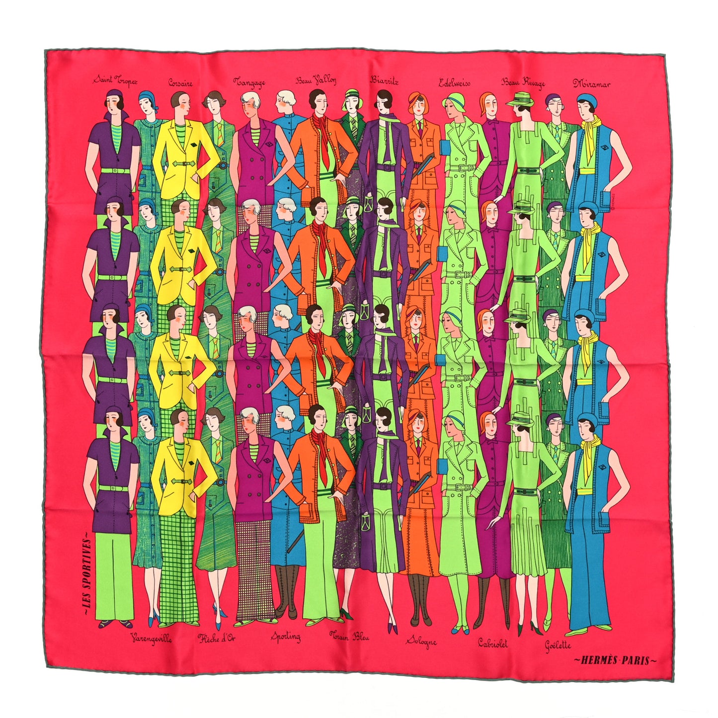 Silk Les Sportives Scarf 70 Fuchsia