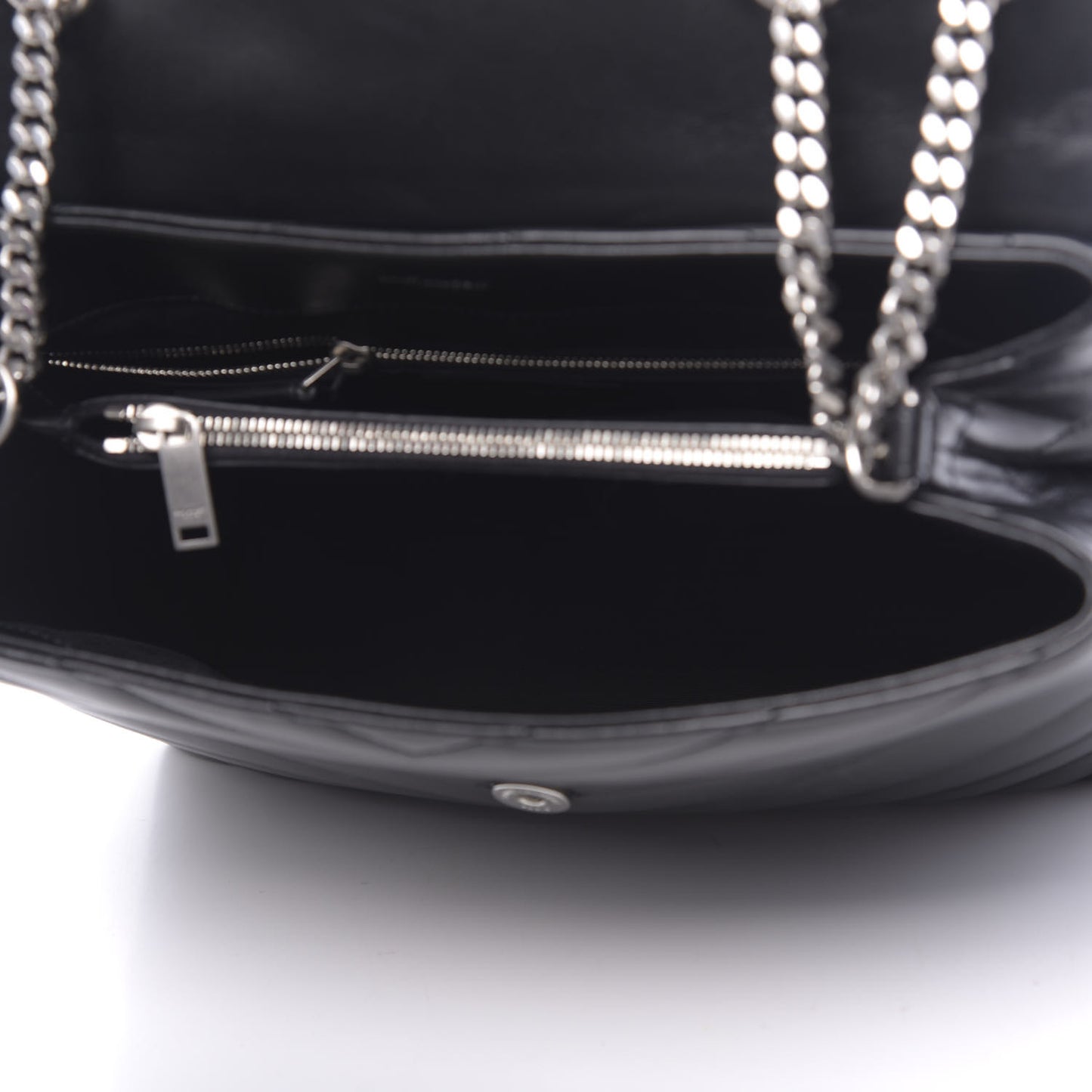 Calfskin Y Quilted Monogram Medium Loulou Chain Satchel Black