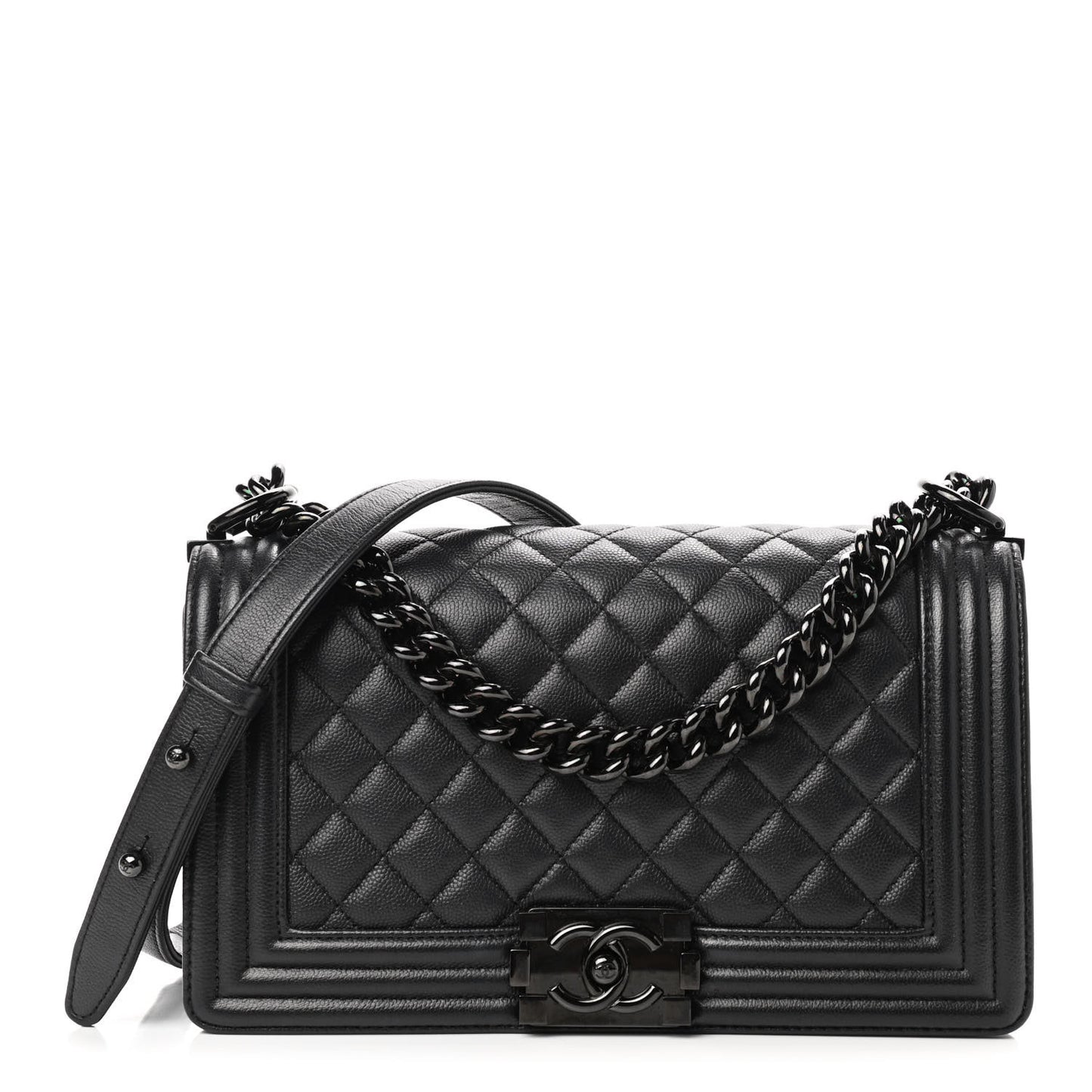 Caviar Quilted Medium Boy Flap So Black