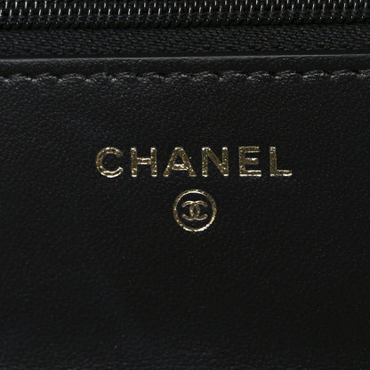 Chanel Lambskin Quilted Crystal Handle Wallet On Chain WOC Black 6 of 11