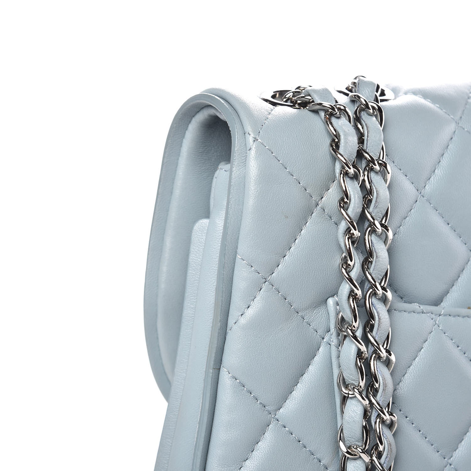 Chanel Lambskin Quilted 2 Pocket Messenger Flap Light Blue 10 of 12