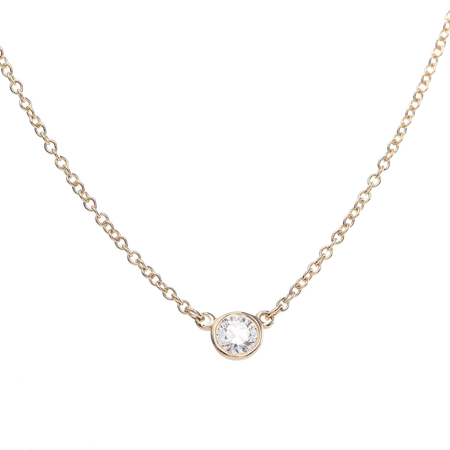 Tiffany 18K Yellow Gold Diamond .14ct Elsa Peretti Diamonds by the Yard Pendant Necklace 4 of 7